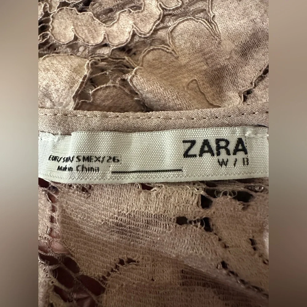 EUC Zara Brown Bishop lace Sleeve Blouse